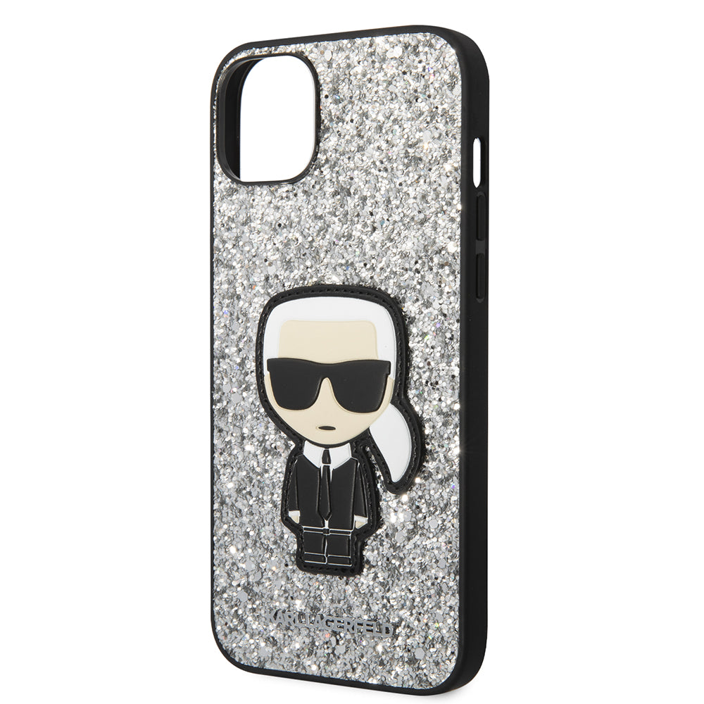 Θήκη για Apple iPhone 14 Plus, Karl Lagerfeld, Glitter Flakes Ikonik Karl, Ασημί