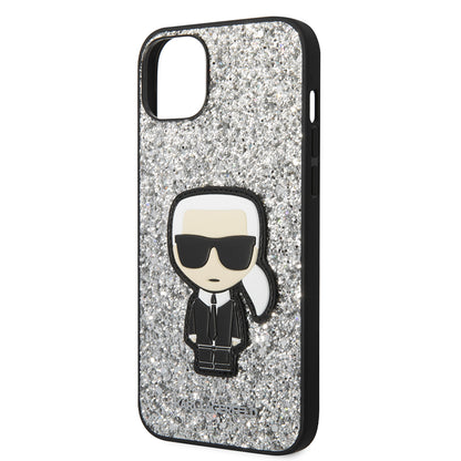 Θήκη για Apple iPhone 14 Plus, Karl Lagerfeld, Glitter Flakes Ikonik Karl, Ασημί