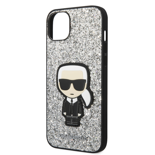 Θήκη για Apple iPhone 14 Plus, Karl Lagerfeld, Glitter Flakes Ikonik Karl, Ασημί