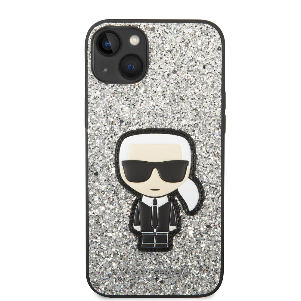Θήκη για Apple iPhone 14 Plus, Karl Lagerfeld, Glitter Flakes Ikonik Karl, Ασημί