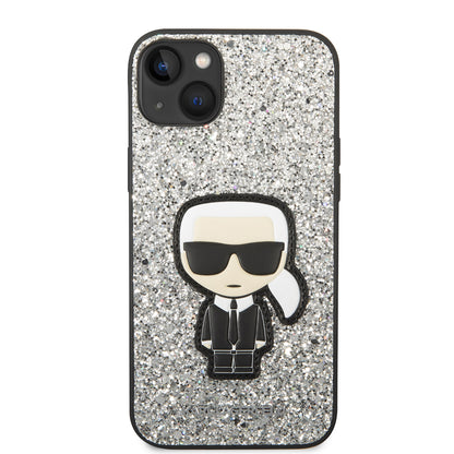 Θήκη για Apple iPhone 14 Plus, Karl Lagerfeld, Glitter Flakes Ikonik Karl, Ασημί