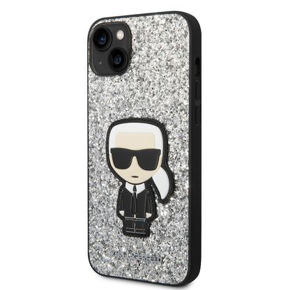 Θήκη για Apple iPhone 14 Plus, Karl Lagerfeld, Glitter Flakes Ikonik Karl, Ασημί