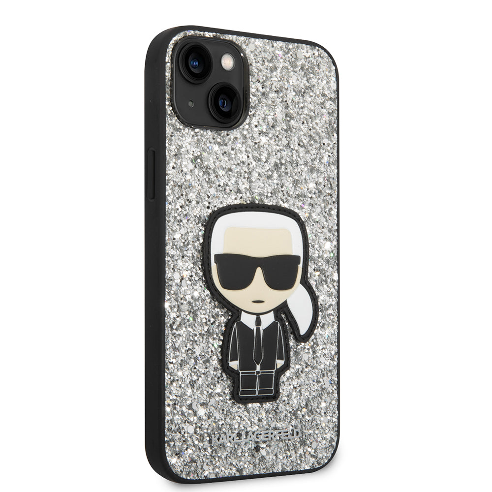 Θήκη για Apple iPhone 14 Plus, Karl Lagerfeld, Glitter Flakes Ikonik Karl, Ασημί