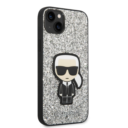 Θήκη για Apple iPhone 14 Plus, Karl Lagerfeld, Glitter Flakes Ikonik Karl, Ασημί