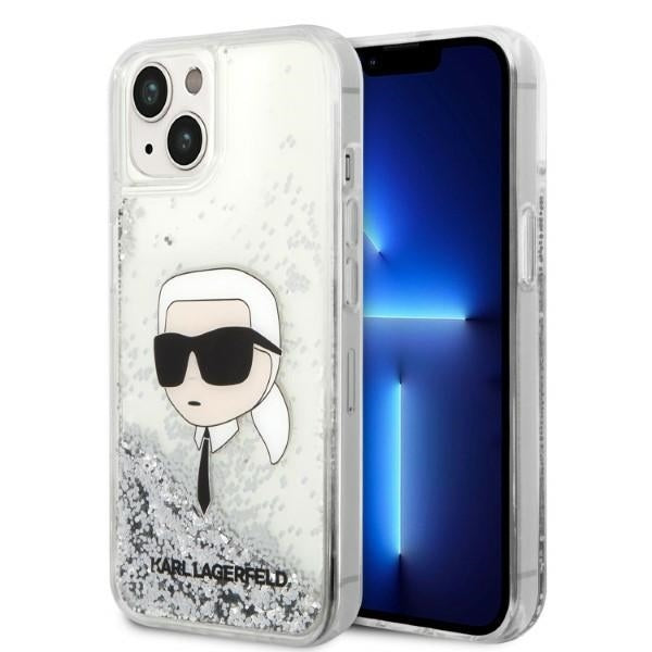 Θήκη για Apple iPhone 14 Plus, Karl Lagerfeld, Glitter Karl's Head, Ασημί