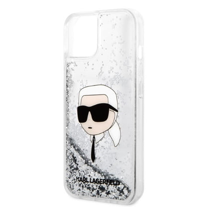 Θήκη για Apple iPhone 14 Plus, Karl Lagerfeld, Glitter Karl's Head, Ασημί