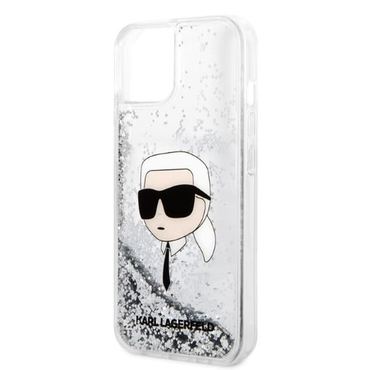 Θήκη για Apple iPhone 14 Plus, Karl Lagerfeld, Glitter Karl's Head, Ασημί