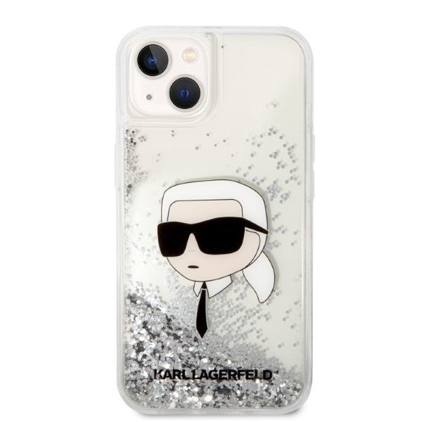 Θήκη για Apple iPhone 14 Plus, Karl Lagerfeld, Glitter Karl's Head, Ασημί