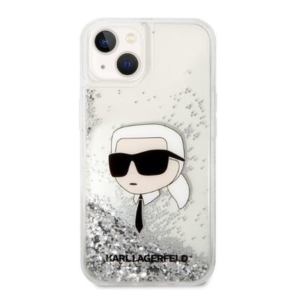 Θήκη για Apple iPhone 14 Plus, Karl Lagerfeld, Glitter Karl's Head, Ασημί