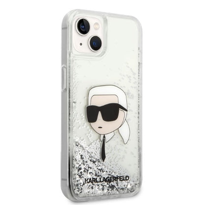 Θήκη για Apple iPhone 14 Plus, Karl Lagerfeld, Glitter Karl's Head, Ασημί