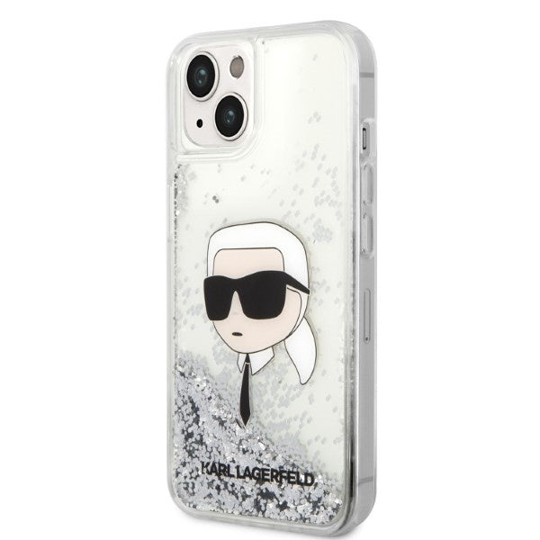 Θήκη για Apple iPhone 14 Plus, Karl Lagerfeld, Glitter Karl's Head, Ασημί