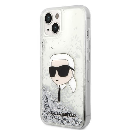 Θήκη για Apple iPhone 14 Plus, Karl Lagerfeld, Glitter Karl's Head, Ασημί