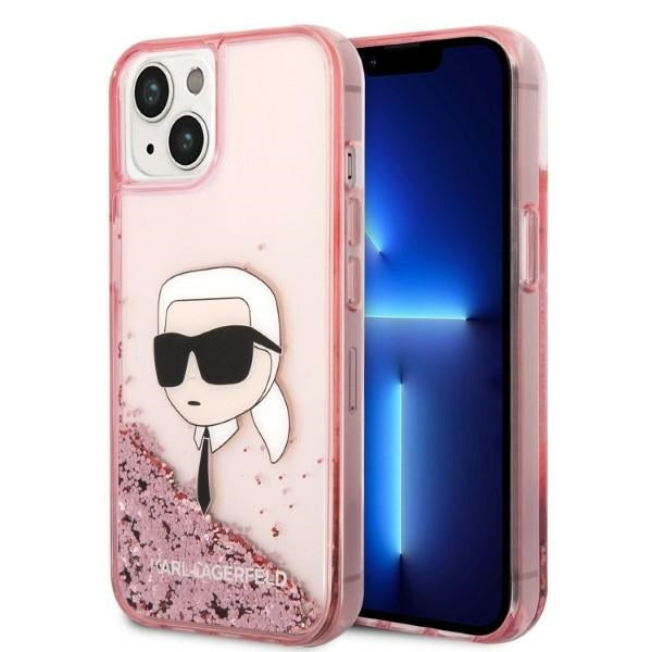 Θήκη για Apple iPhone 14 Plus, Karl Lagerfeld, Glitter Karl's Head, Ροζ
