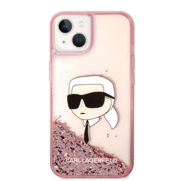 Θήκη για Apple iPhone 14 Plus, Karl Lagerfeld, Glitter Karl's Head, Ροζ