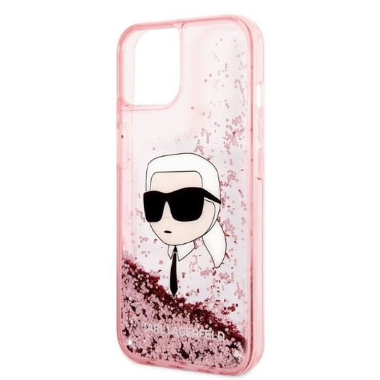 Θήκη για Apple iPhone 14 Plus, Karl Lagerfeld, Glitter Karl's Head, Ροζ