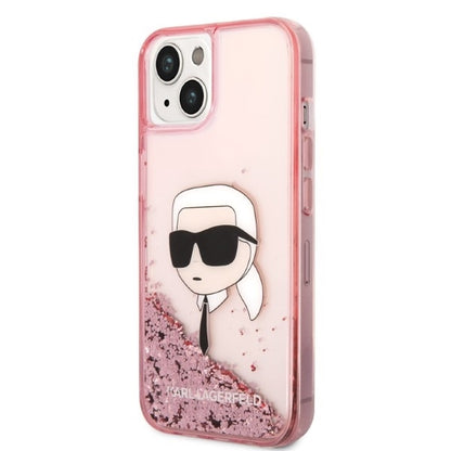 Θήκη για Apple iPhone 14 Plus, Karl Lagerfeld, Glitter Karl's Head, Ροζ