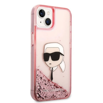 Θήκη για Apple iPhone 14 Plus, Karl Lagerfeld, Glitter Karl's Head, Ροζ