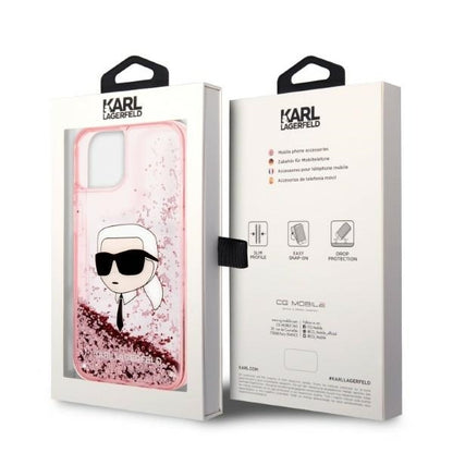 Θήκη για Apple iPhone 14 Plus, Karl Lagerfeld, Glitter Karl's Head, Ροζ