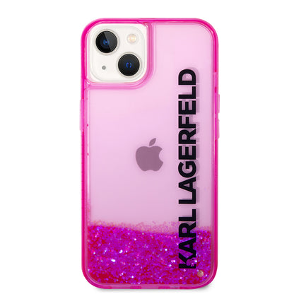 Θήκη για Apple iPhone 14 Plus, Karl Lagerfeld, Liquid Glitter KL Logo, Ροζ