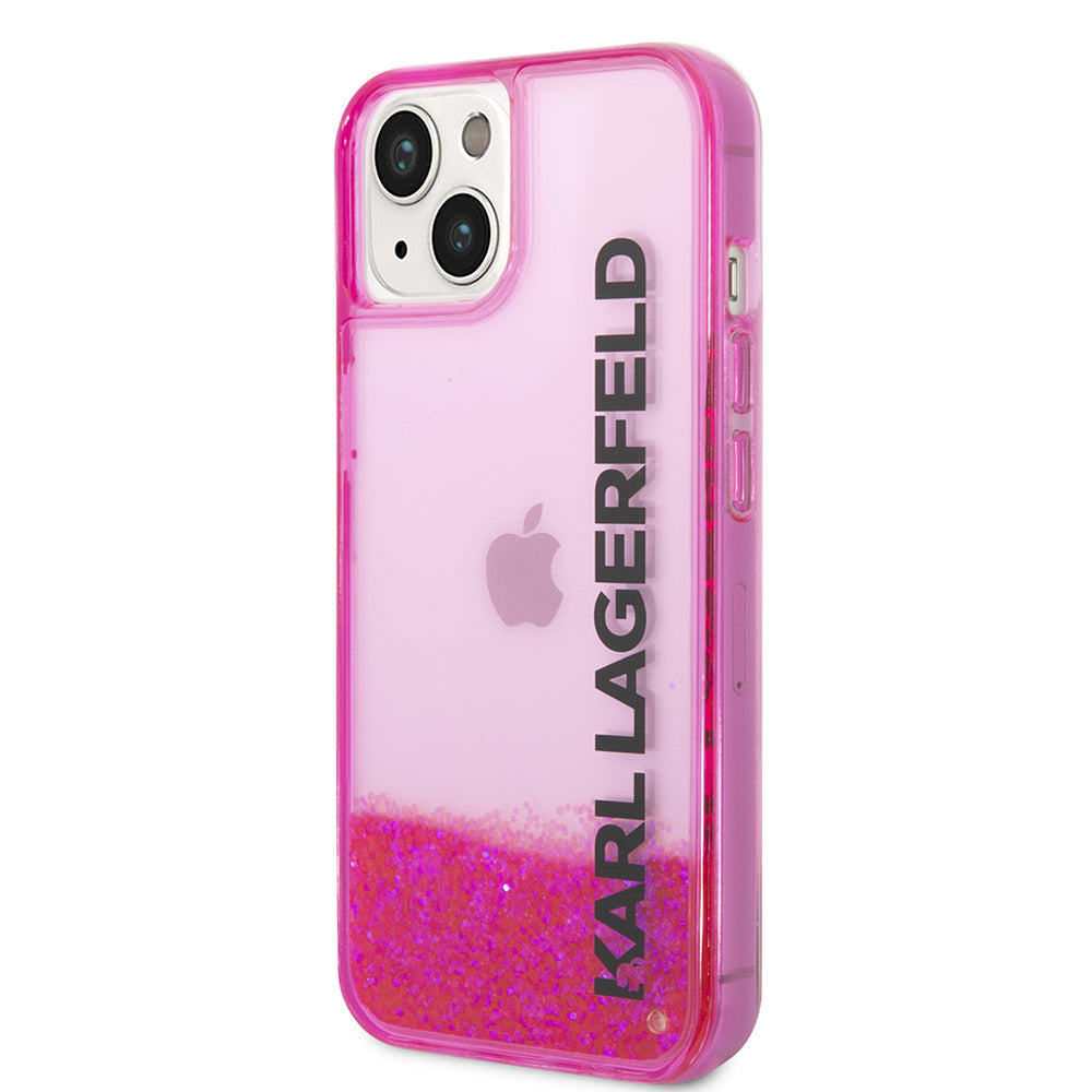 Θήκη για Apple iPhone 14 Plus, Karl Lagerfeld, Liquid Glitter KL Logo, Ροζ