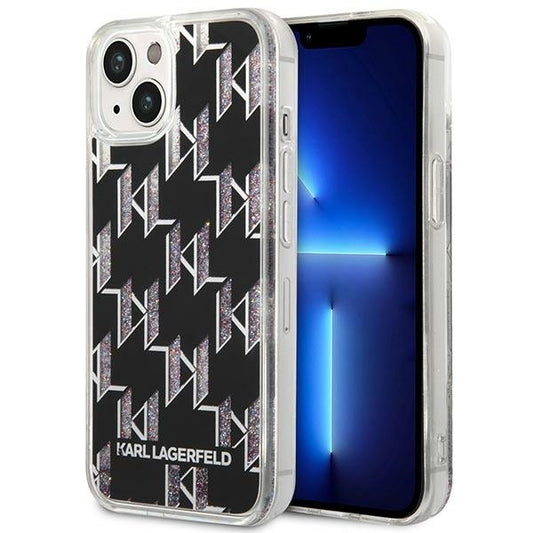 Θήκη για Apple iPhone 14 Plus, Karl Lagerfeld, Liquid Glitter Monogram, Μαύρη
