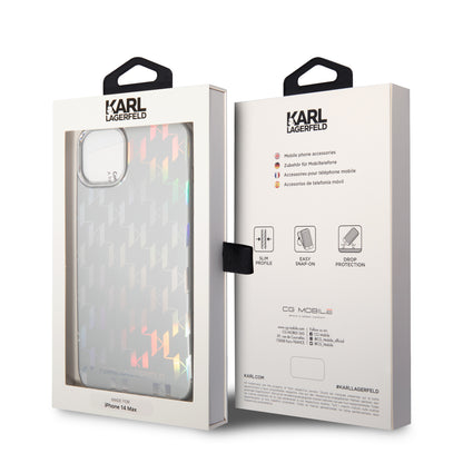 Case for Apple iPhone 14 Plus, Karl Lagerfeld, Monogram Iridescent, Silver