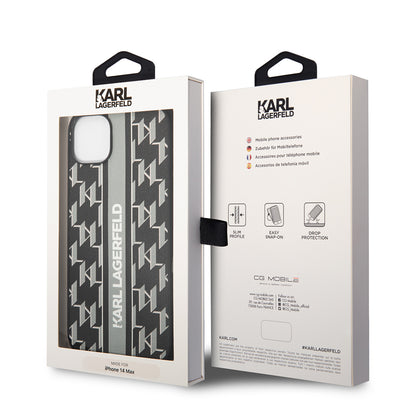 Case for Apple iPhone 14 Plus, Karl Lagerfeld, Monogram Stripe, Grey