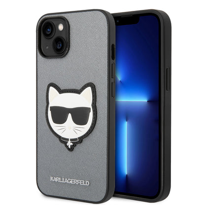 Θήκη για Apple iPhone 14 Plus, Karl Lagerfeld, Saffiano Choupette's Head, Ασημί