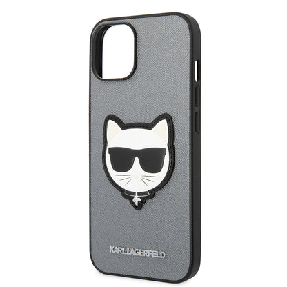Θήκη για Apple iPhone 14 Plus, Karl Lagerfeld, Saffiano Choupette's Head, Ασημί