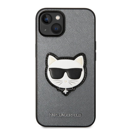 Θήκη για Apple iPhone 14 Plus, Karl Lagerfeld, Saffiano Choupette's Head, Ασημί