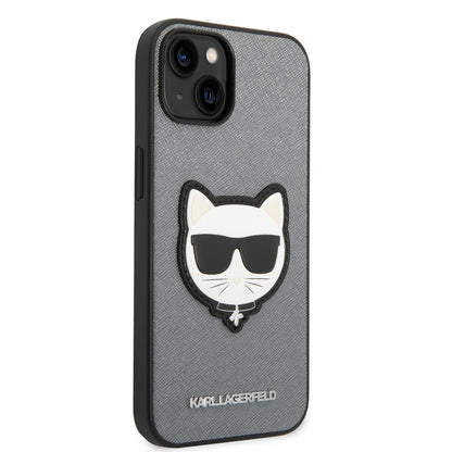 Θήκη για Apple iPhone 14 Plus, Karl Lagerfeld, Saffiano Choupette's Head, Ασημί