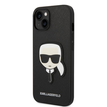 Case for Apple iPhone 14 Plus, Karl Lagerfeld, Saffiano Karl's Head, Black