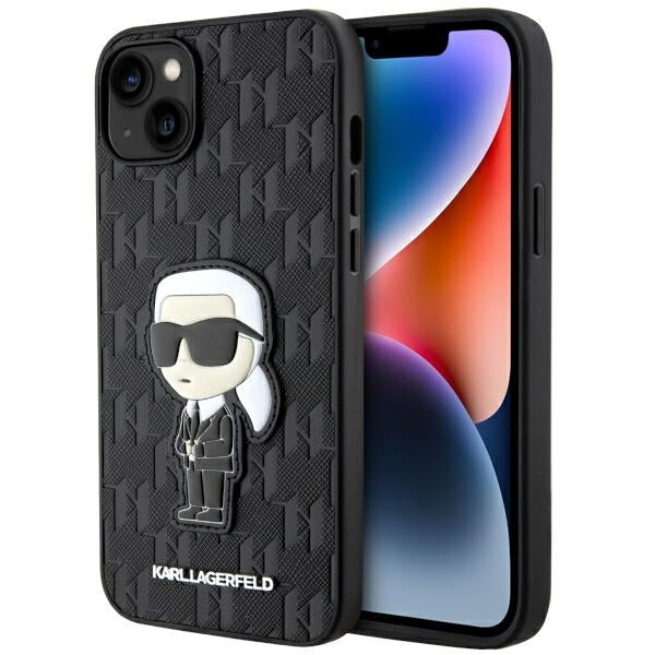 Θήκη για Apple iPhone 14 Plus, Karl Lagerfeld, Saffiano Monogram Ikonik Karl, Μαύρη