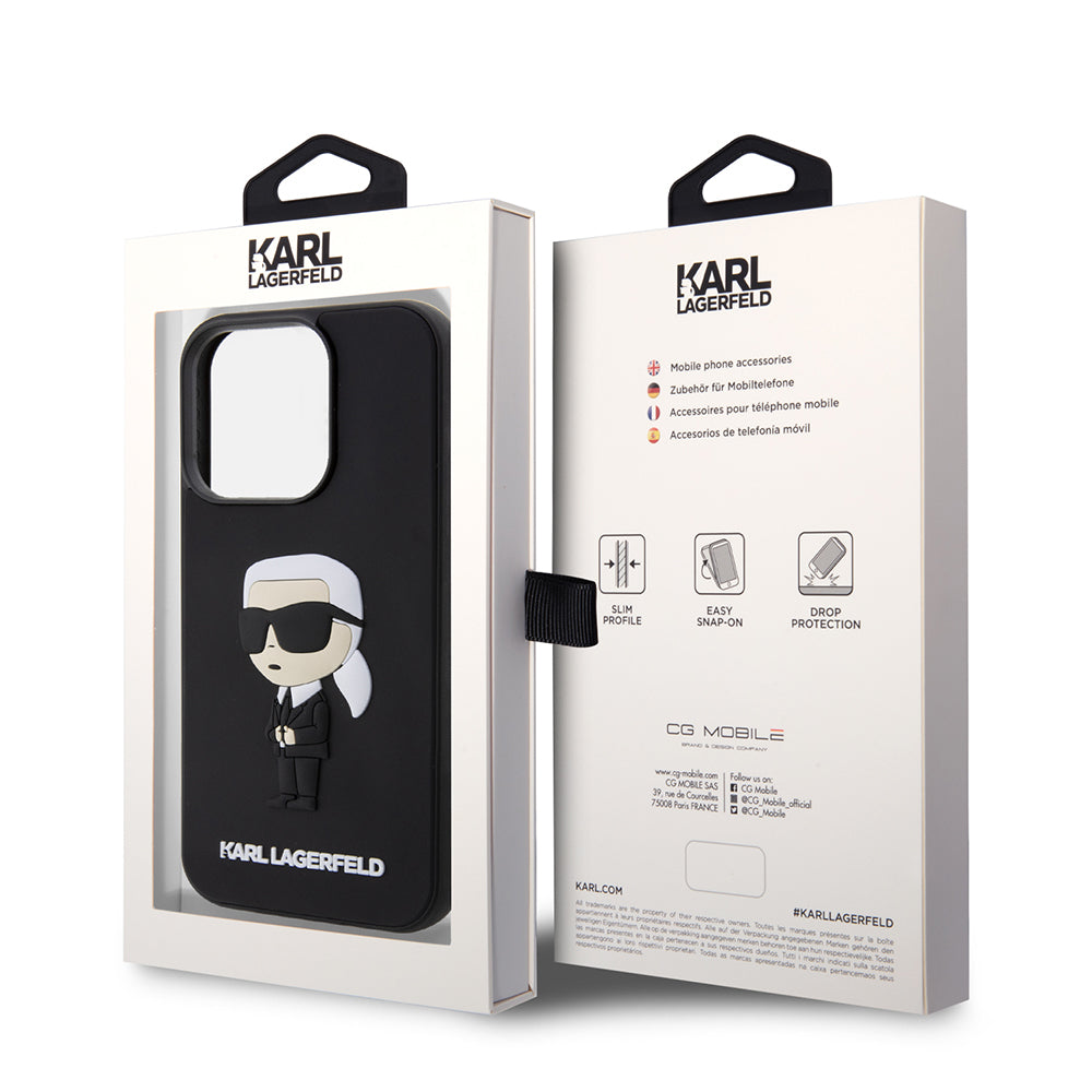 Θήκη για Apple iPhone 14 Pro, Karl Lagerfeld, 3D Rubber Ikonik Karl, Μαύρη