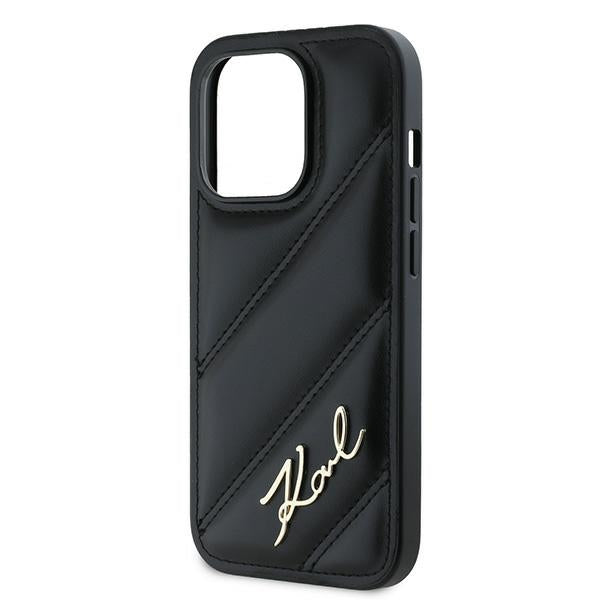 Θήκη για Apple iPhone 14 Pro, Karl Lagerfeld, Diagonal Quilted Script, Μαύρη