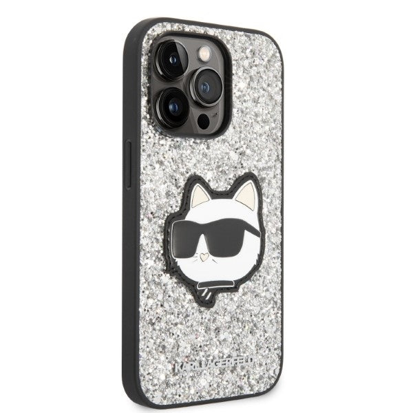 Θήκη για Apple iPhone 14 Pro, Karl Lagerfeld, Glitter Choupette Patch, Ασημί