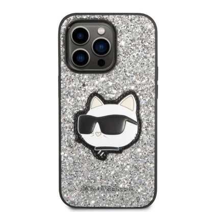 Θήκη για Apple iPhone 14 Pro, Karl Lagerfeld, Glitter Choupette Patch, Ασημί