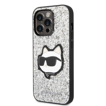 Θήκη για Apple iPhone 14 Pro, Karl Lagerfeld, Glitter Choupette Patch, Ασημί