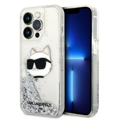 Θήκη για Apple iPhone 14 Pro, Karl Lagerfeld, Glitter Choupette's Head, Ασημί