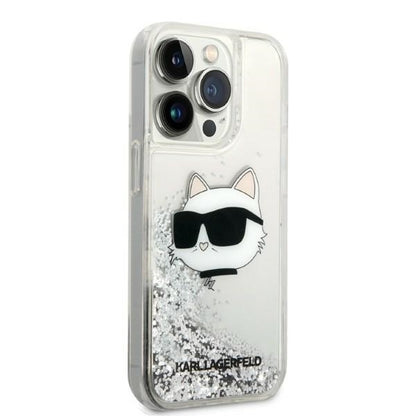 Θήκη για Apple iPhone 14 Pro, Karl Lagerfeld, Glitter Choupette's Head, Ασημί
