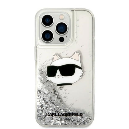 Θήκη για Apple iPhone 14 Pro, Karl Lagerfeld, Glitter Choupette's Head, Ασημί