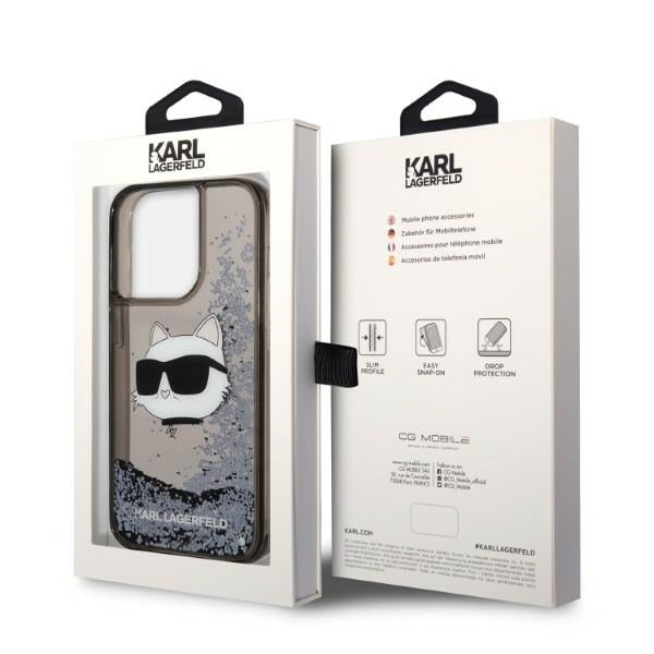 Θήκη για Apple iPhone 14 Pro, Karl Lagerfeld, Glitter Choupette's Head, Μαύρη