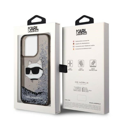 Θήκη για Apple iPhone 14 Pro, Karl Lagerfeld, Glitter Choupette's Head, Μαύρη