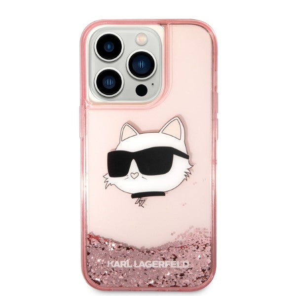 Θήκη για Apple iPhone 14 Pro, Karl Lagerfeld, Glitter Choupette's Head, Ροζ