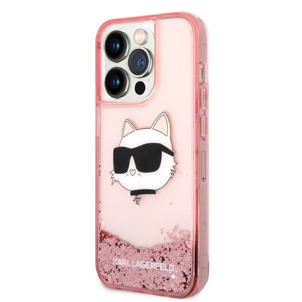Θήκη για Apple iPhone 14 Pro, Karl Lagerfeld, Glitter Choupette's Head, Ροζ