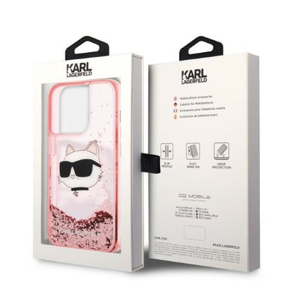 Θήκη για Apple iPhone 14 Pro, Karl Lagerfeld, Glitter Choupette's Head, Ροζ