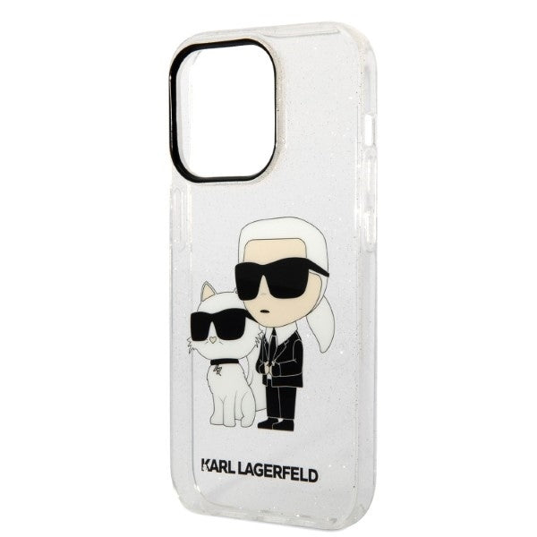 Θήκη για Apple iPhone 14 Pro, Karl Lagerfeld, Glitter Karl & Choupette, Διάφανη