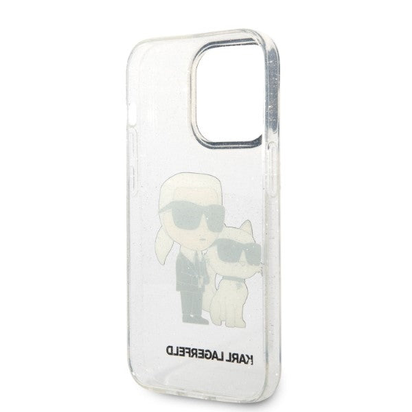 Θήκη για Apple iPhone 14 Pro, Karl Lagerfeld, Glitter Karl & Choupette, Διάφανη