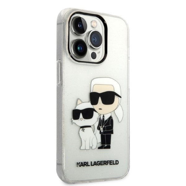Θήκη για Apple iPhone 14 Pro, Karl Lagerfeld, Glitter Karl & Choupette, Διάφανη