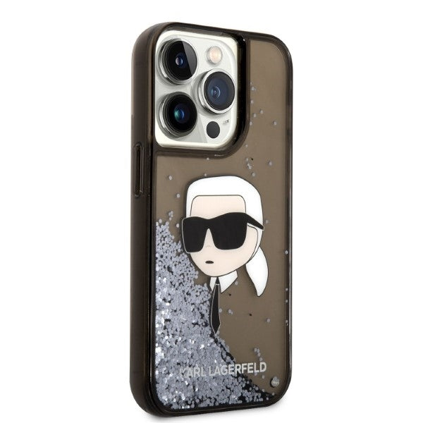 Θήκη για Apple iPhone 14 Pro, Karl Lagerfeld, Glitter Karl's Head, Μαύρη
